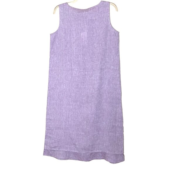 Eileen Fisher Cross Dyed Irish Linen Maxi Dress Large Lagenlook Sleeveless NWT - Picture 2 of 10